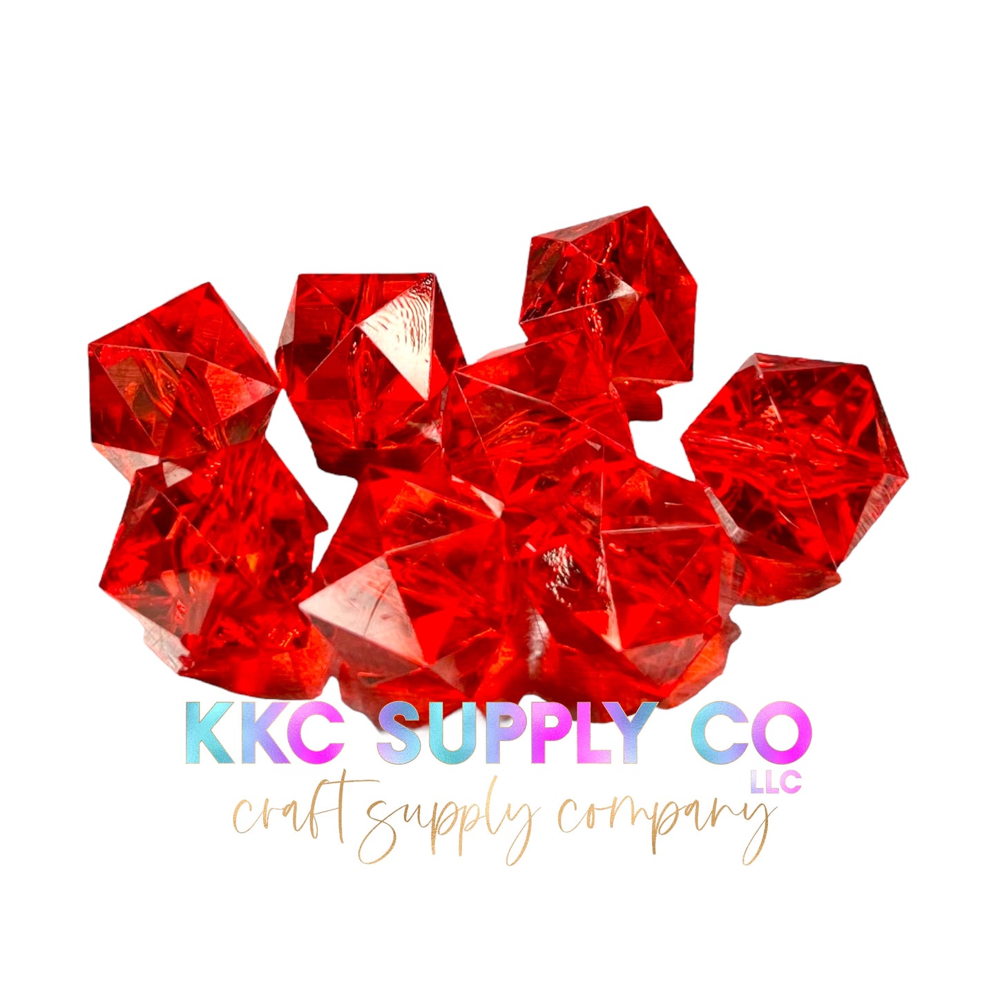 Red Jelly Faceted Bubblegum Bead 20mm