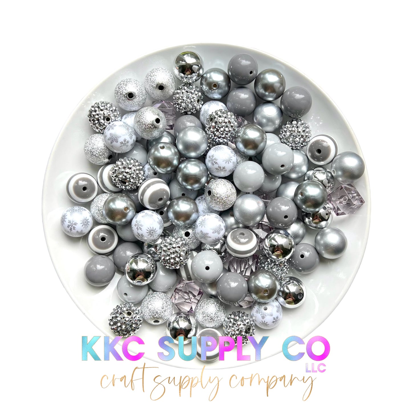 Silver Bells Bubblegum Bead Mix 20mm