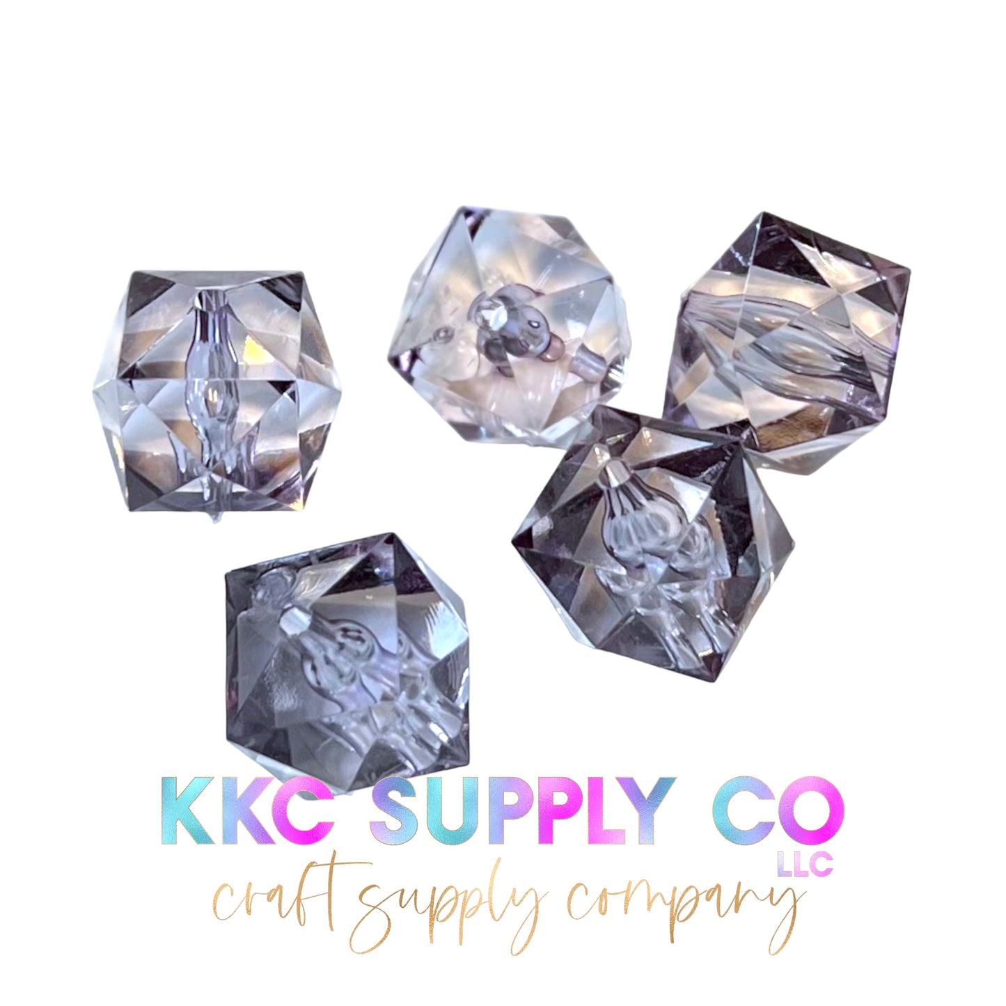 Black/Gray Jelly Faceted Bubblegum Bead 20mm