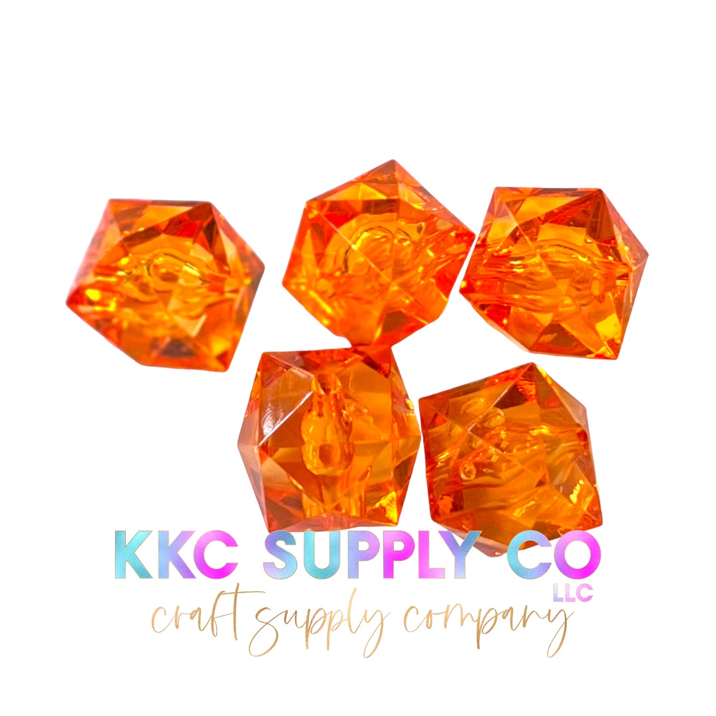 Orange Jelly Faceted Bubblegum Bead 20mm