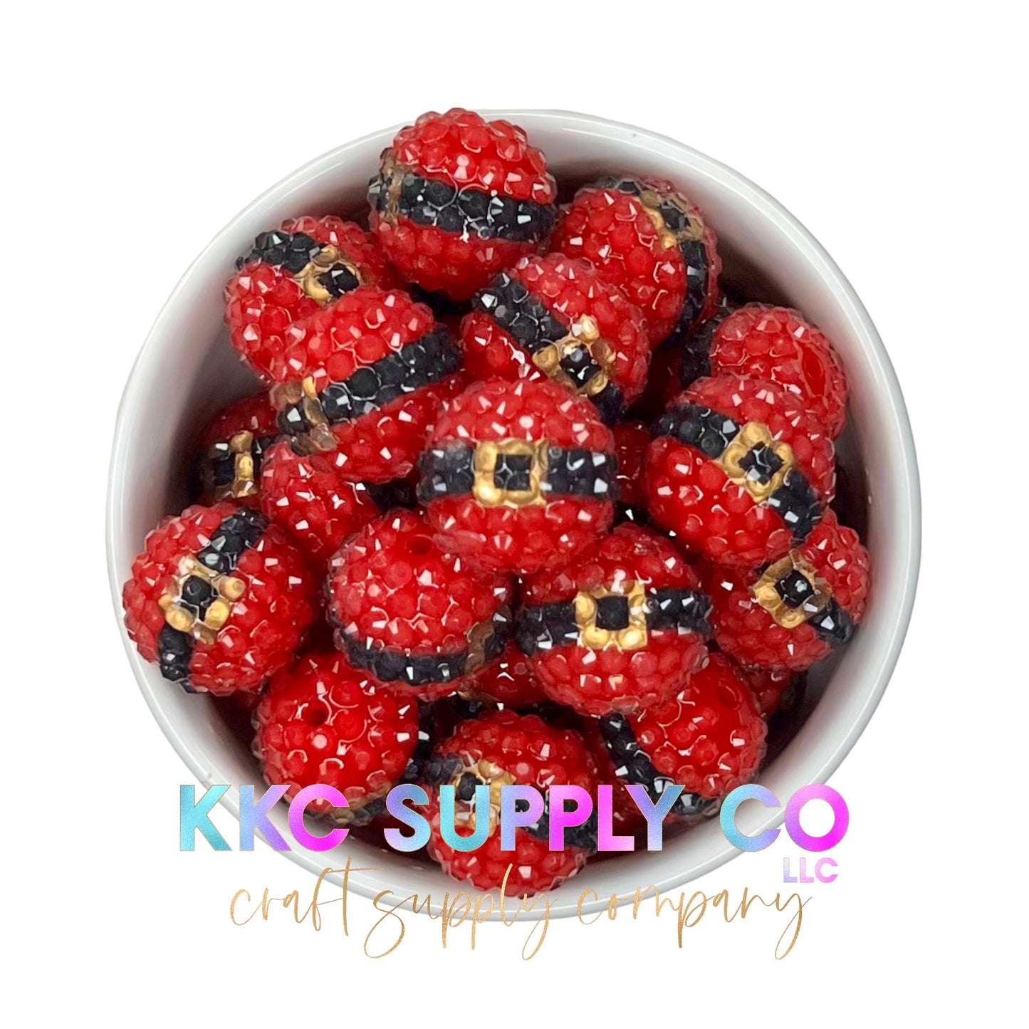 Santa’s Belt Buckle Rhinestone Bubblegum Bead 20mm