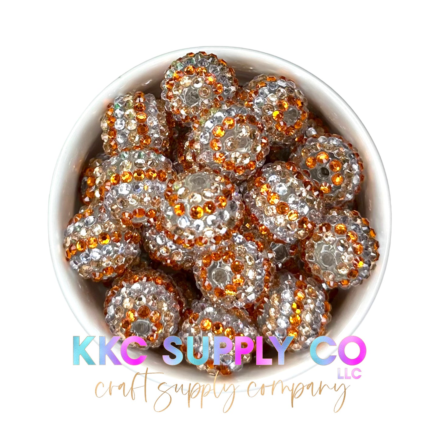 Striped Autumn Rhinestone Bubblegum Bead 20mm