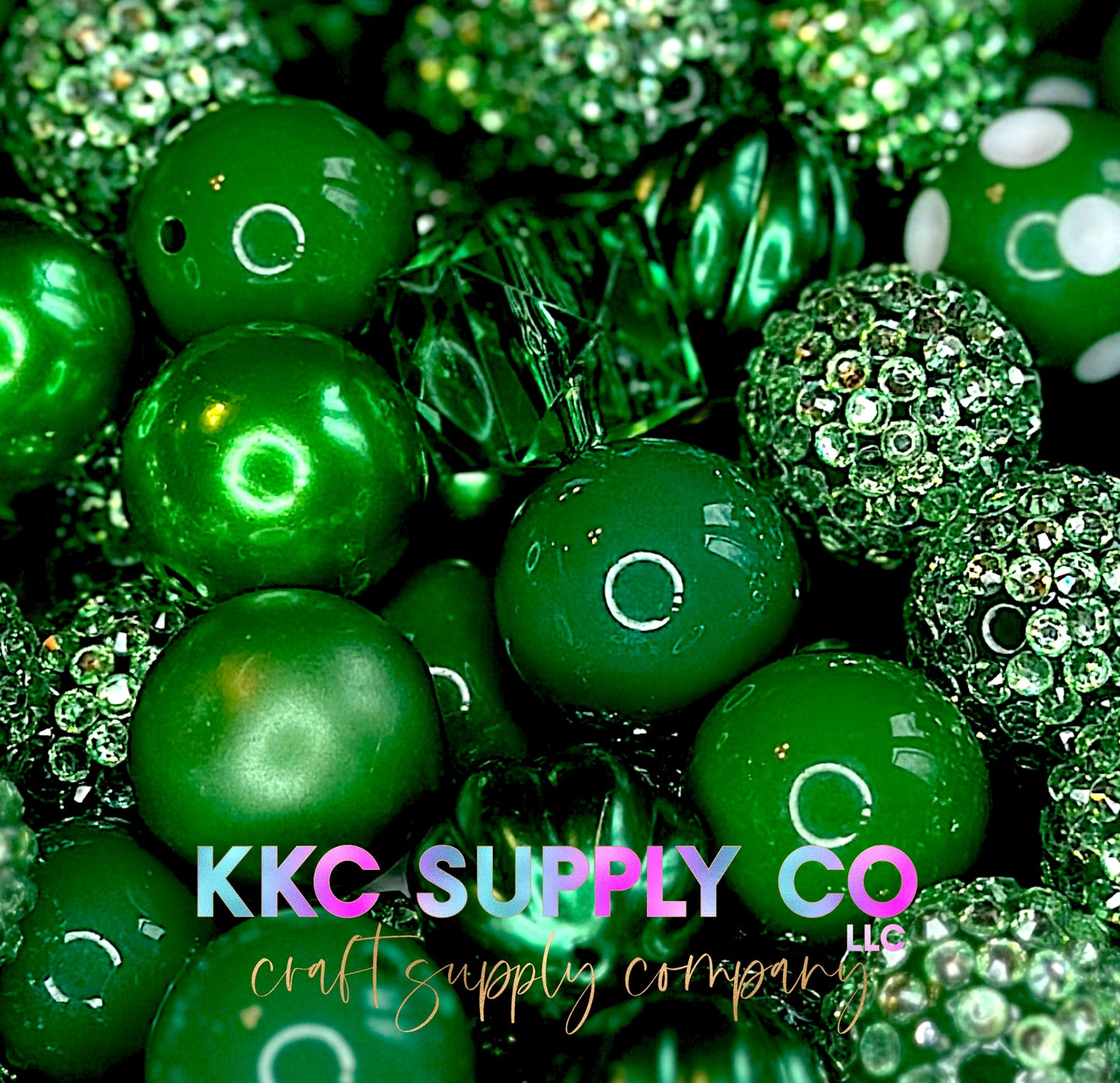 Dark Green Bubblegum Bead Mix Bead 20mm