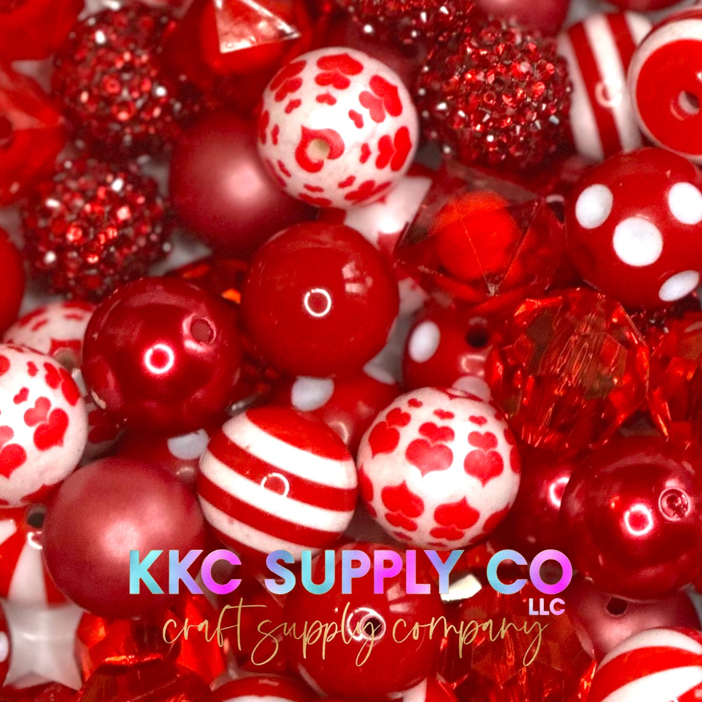 Red Bubblegum Bead Mix 20mm