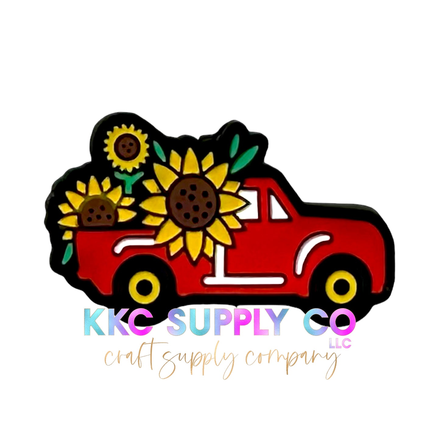 Sunflower Red Truck Silicone Focal Bead