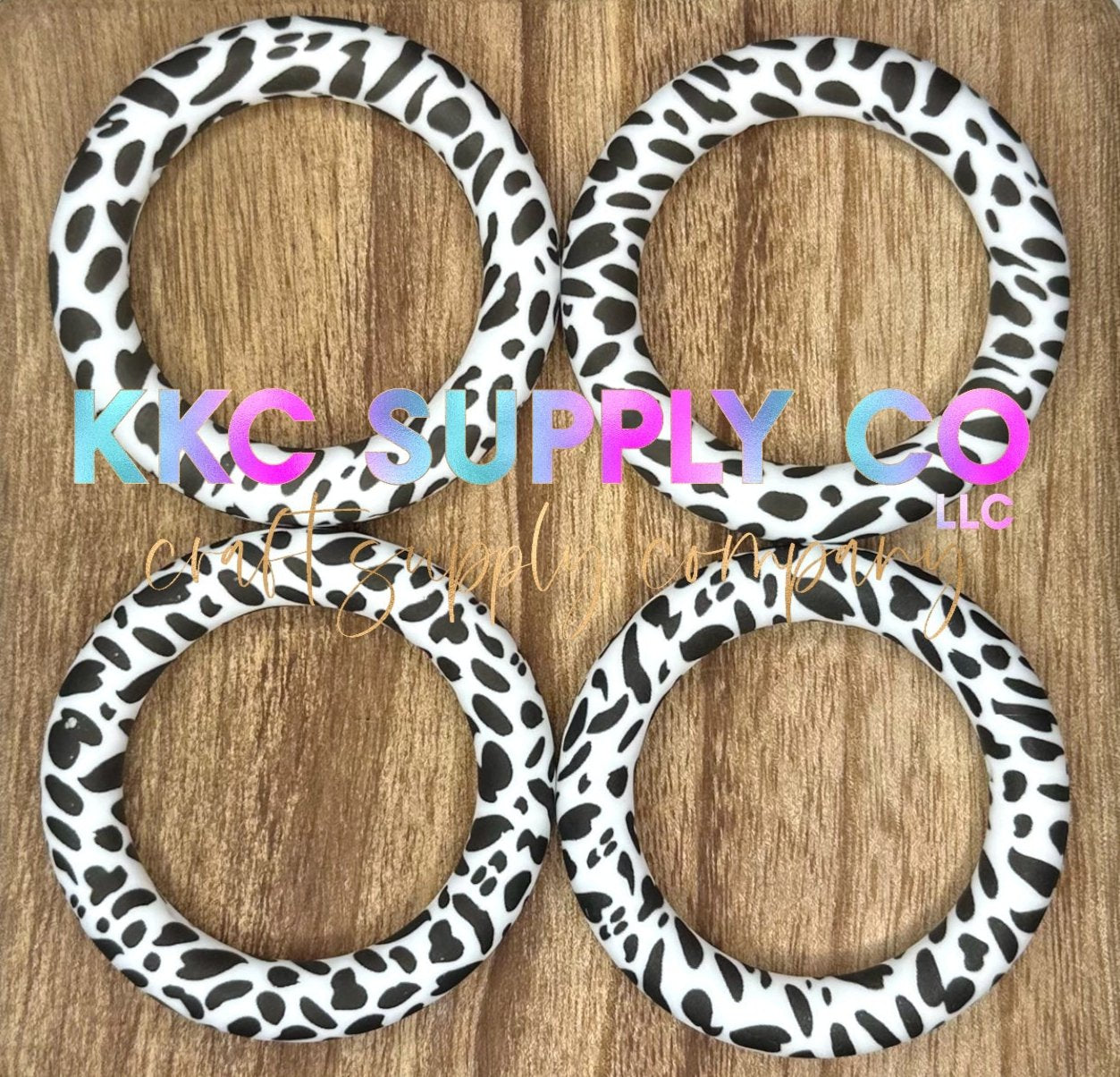 SP26-Black & White Cow Print 65mm Silicone Ring
