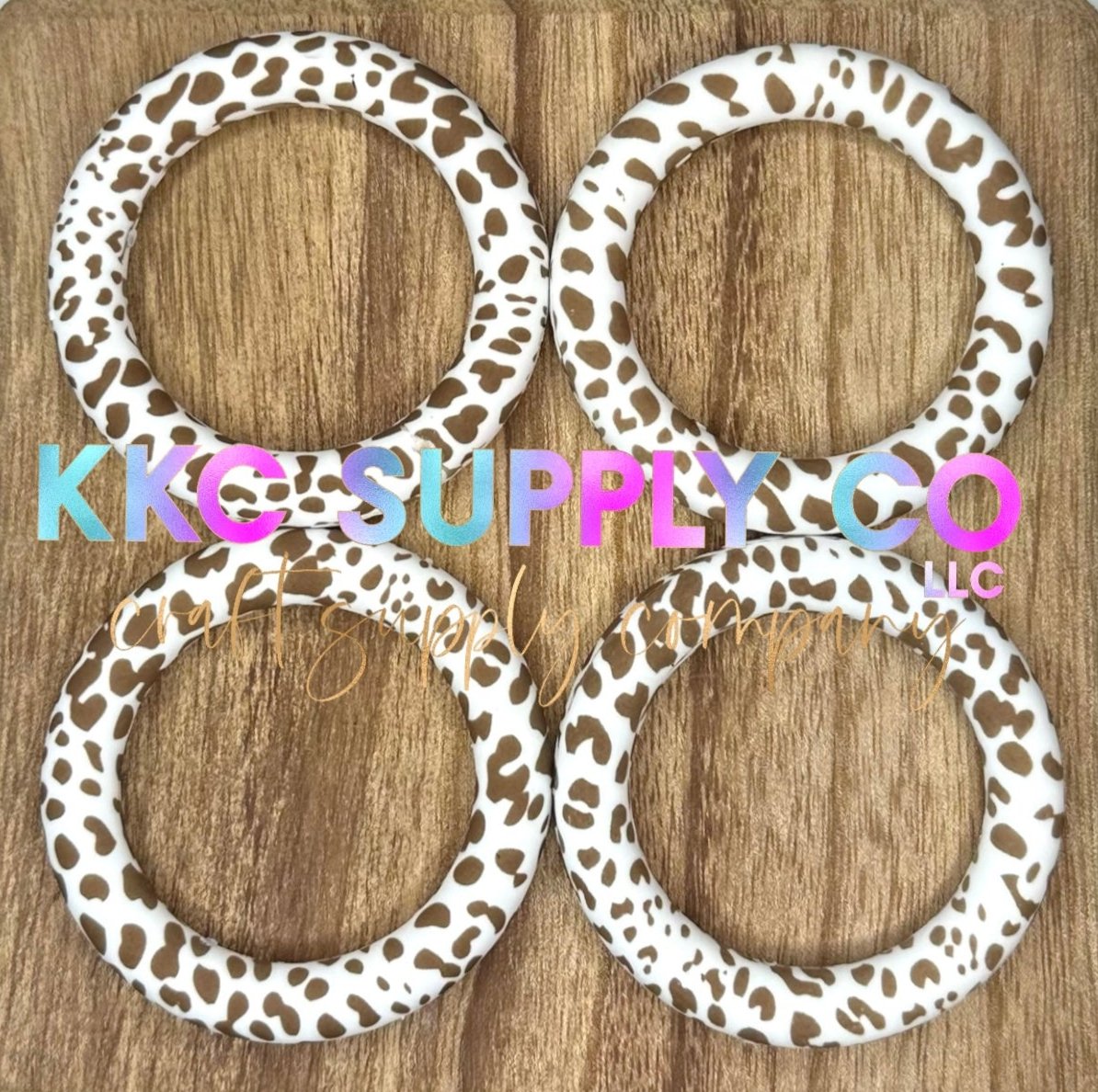SP31-Brown & White Cow Print 65mm Silicone Ring