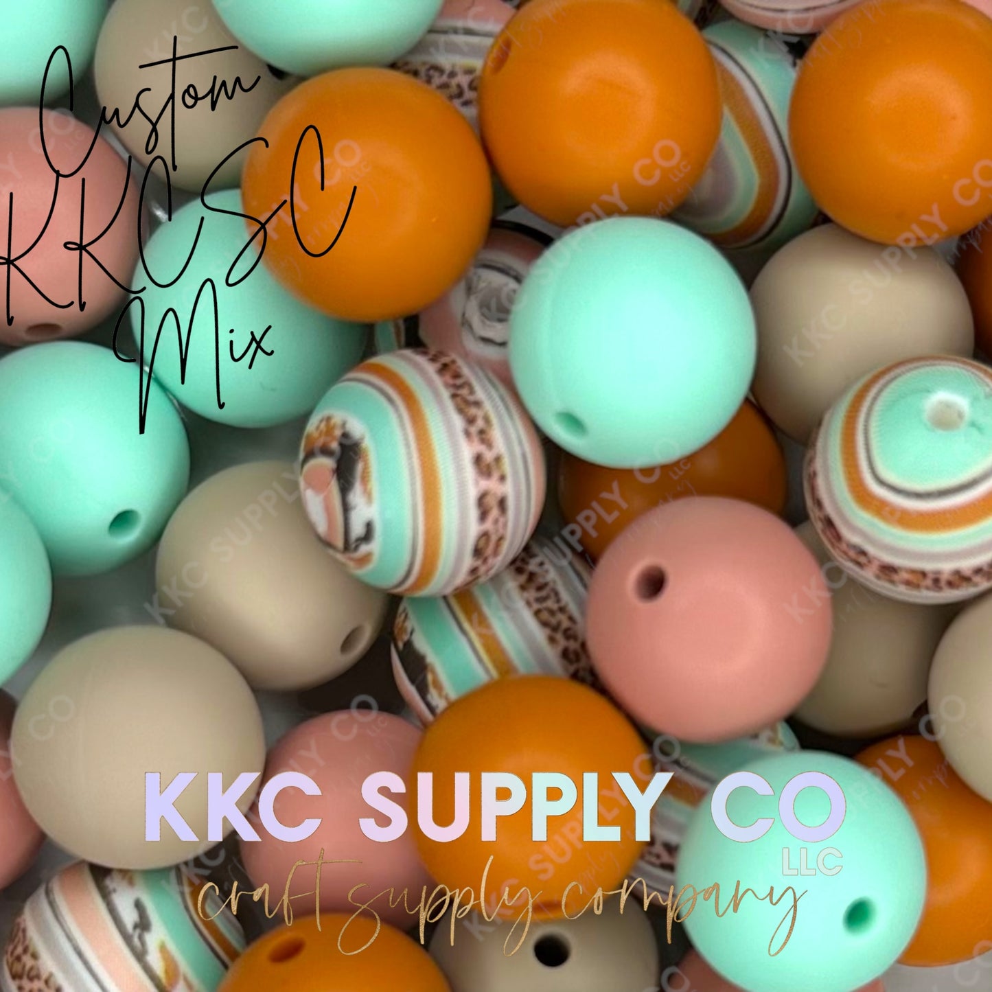 Leopard and Cow Print 15mm Silicone Bead Mix-50 Count-Custom KKCSC Mix