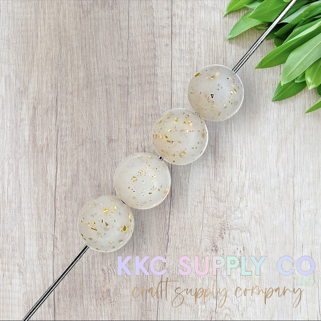 SG46-Gold Confetti Glitter Silicone Beads 15mm