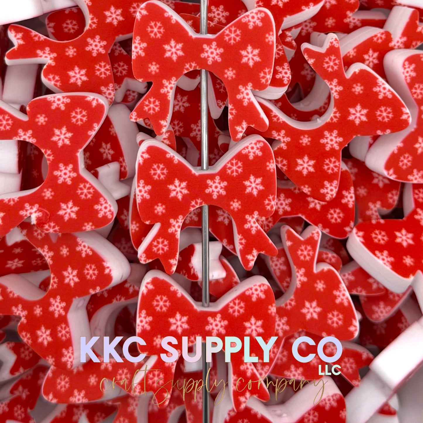 Snowflake Buddy Bow Silicone Focal Bead
