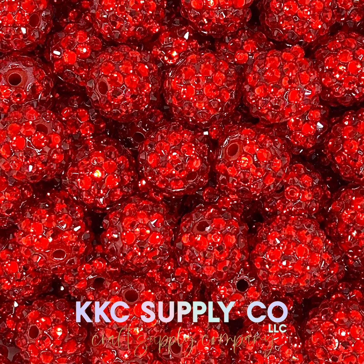 Red or Green Glass Rhinestone Beads - 16mm