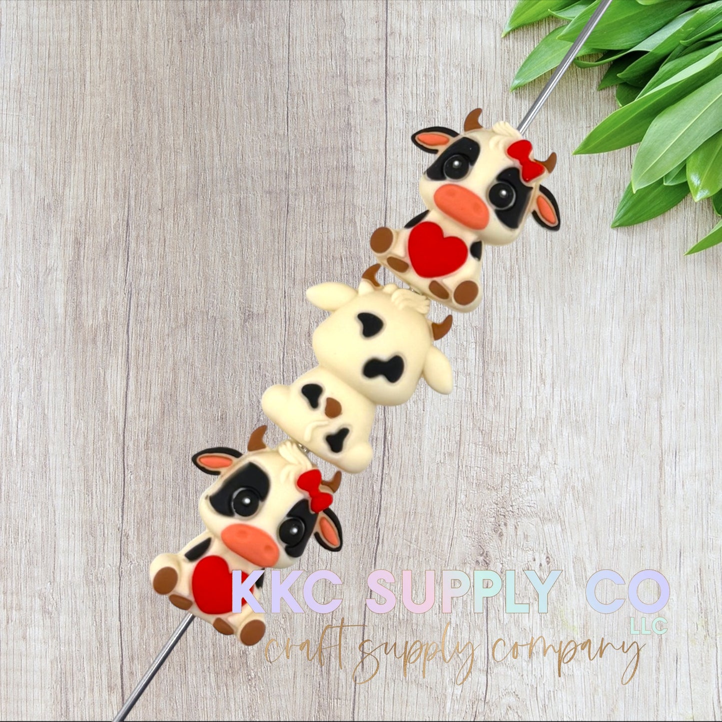 Cute Lovey Cow 3D Silicone Focal Bead