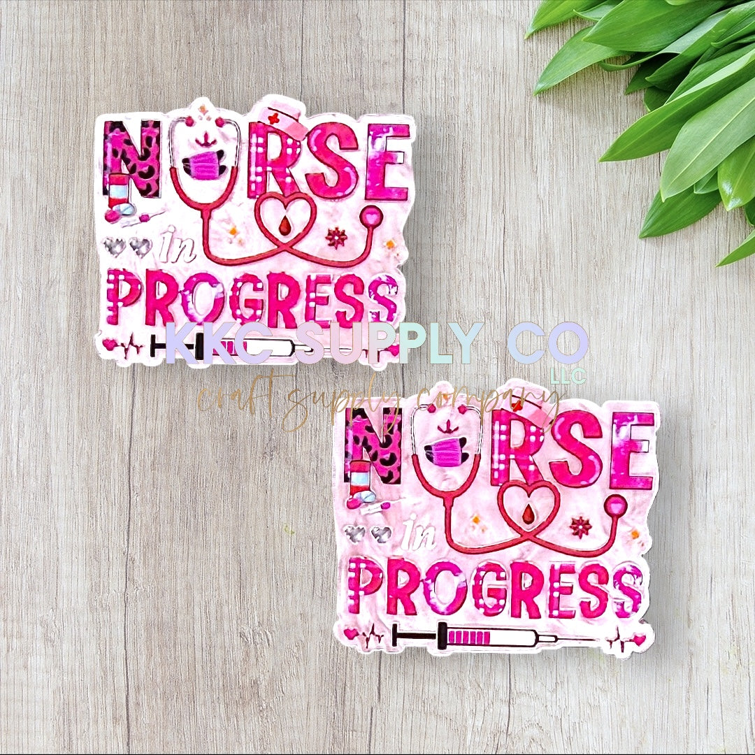AT197-Nurse In Progress-Acrylic Flatback (pink pearl)