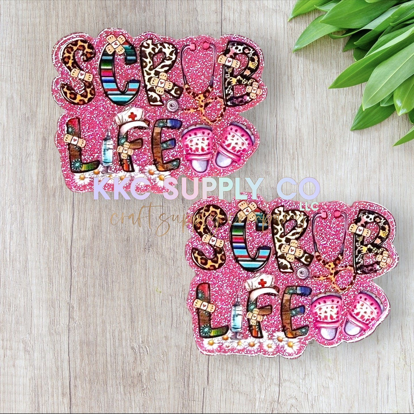 AT189-Leopard Print Scrub Life-Acrylic Flatback