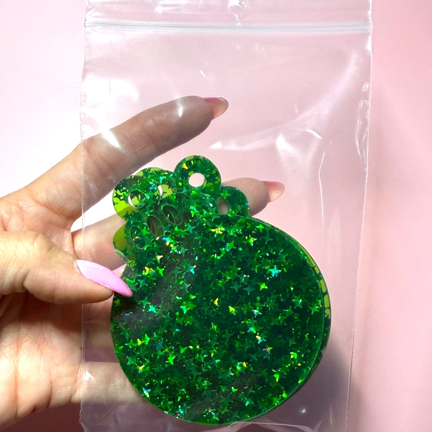 Green Star Glitter Acrylic 2.75in Ornament Destash Pack - 5 Count