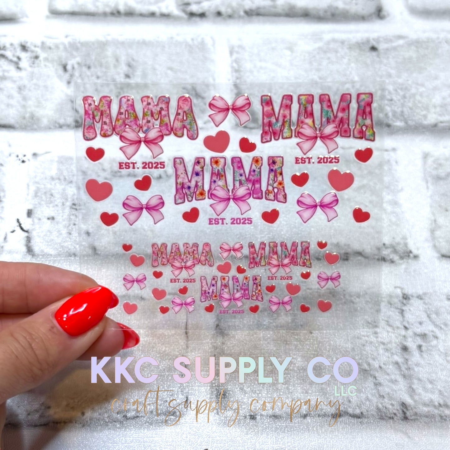 TKUV83-Purple and Pink Floral Mama Mini Tumbler Keychain UV DTF Decal