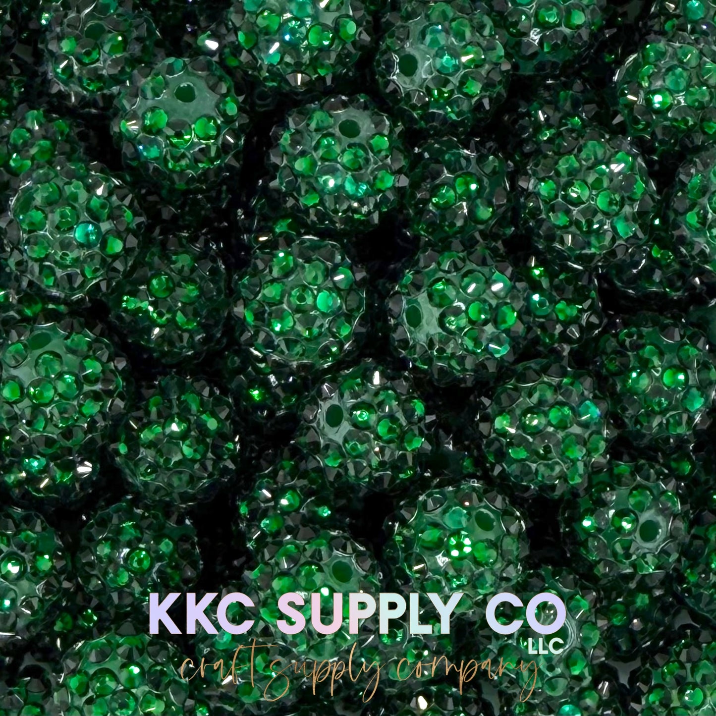 Red or Green Glass Rhinestone Beads - 16mm