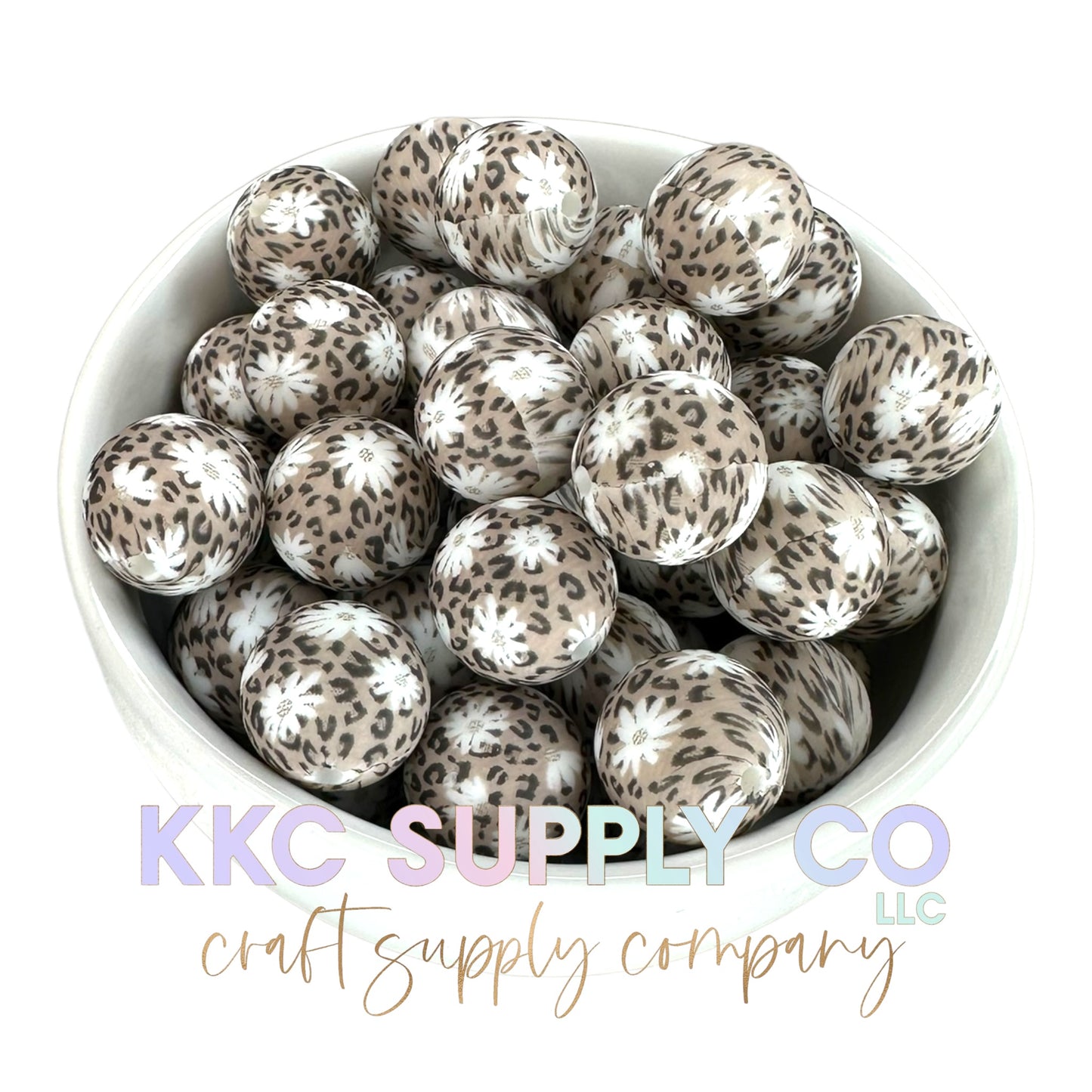 SP112-Leopard and Daisy Silicone Bead