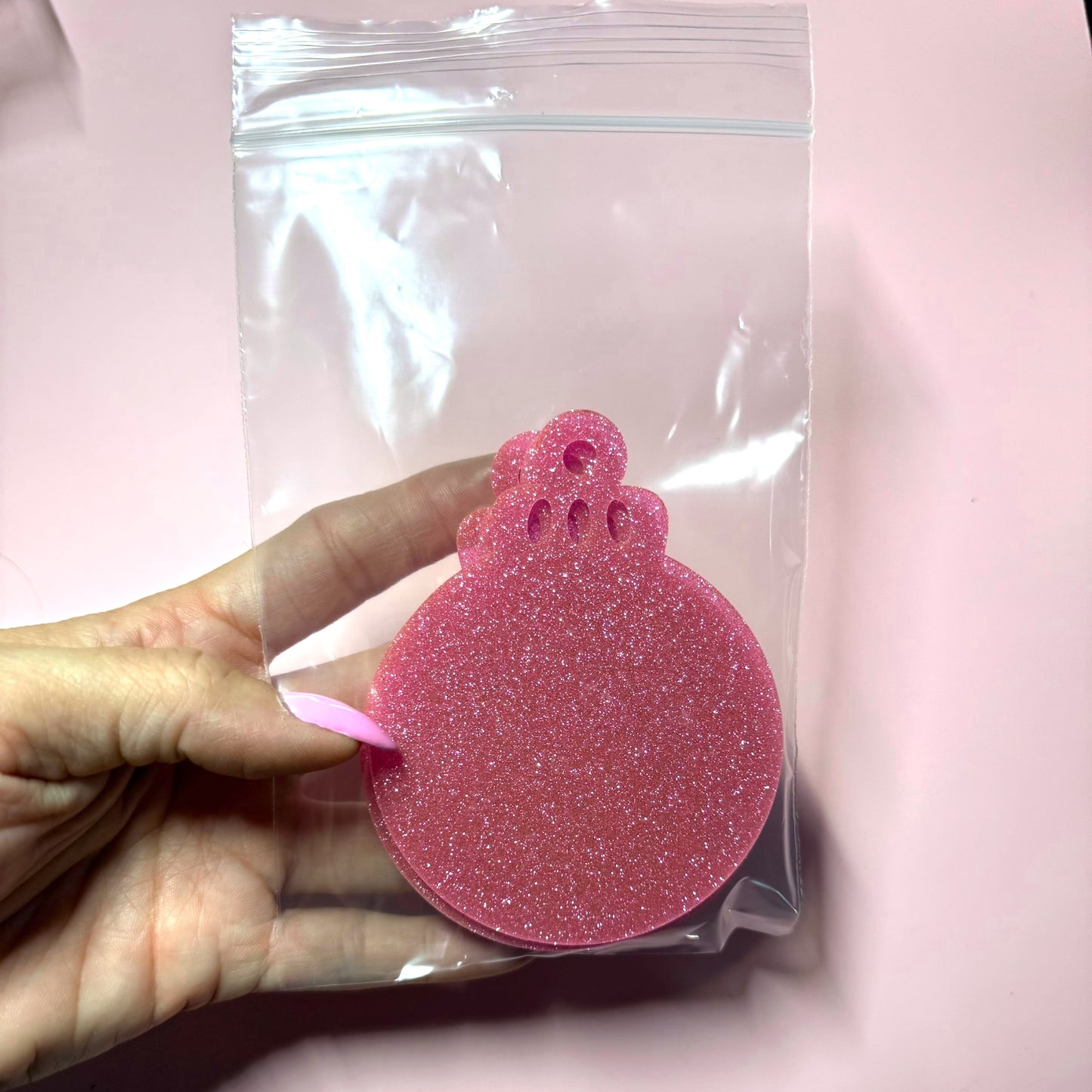 Pink Glitter Acrylic 2.75in Ornament Destash Pack - 5 Count