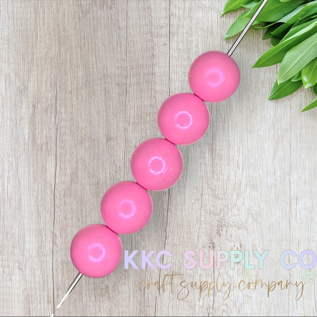 COS25-Chameleon Opal Bright Pink Solid Silicone Bead 15mm