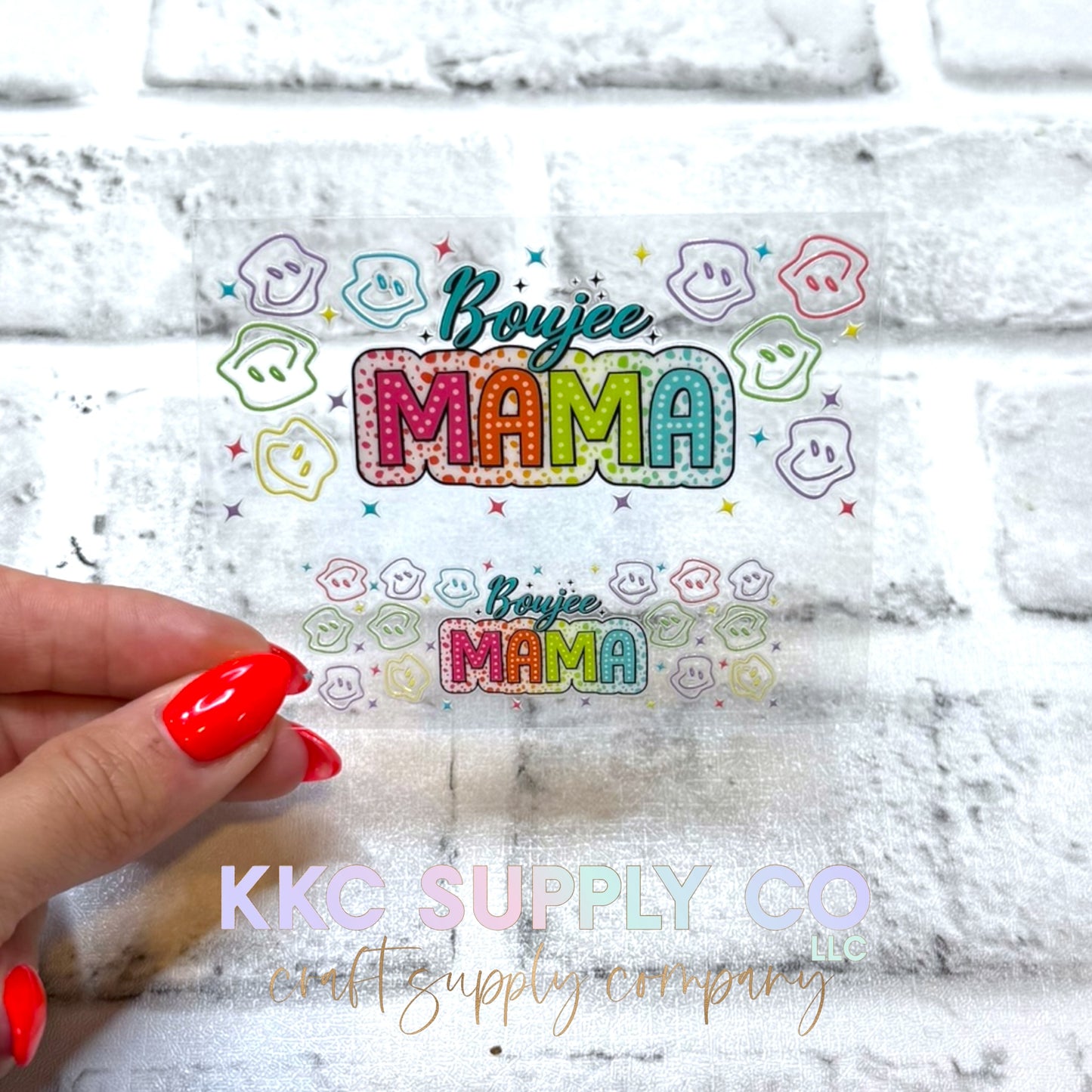 TKUV79-Neon Boujee Mama Mini Tumbler Keychain UV DTF Decal