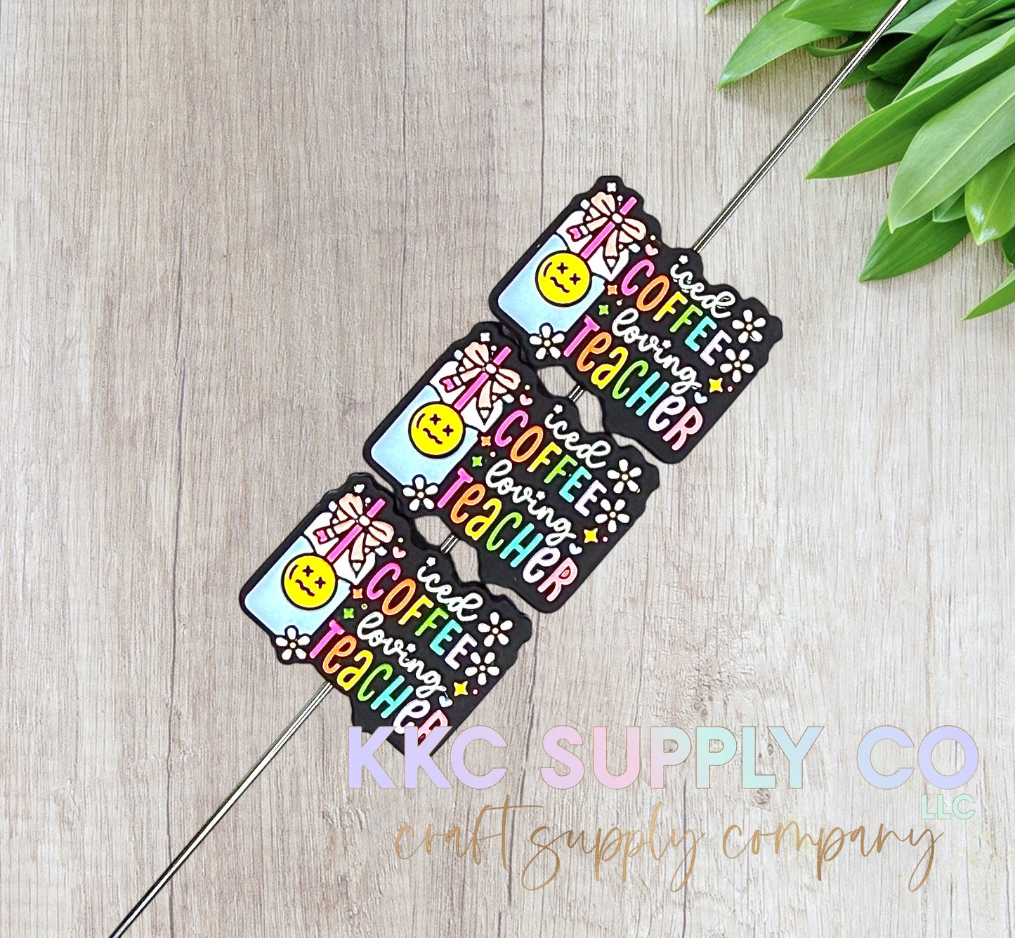 Iced Coffee Loving Teacher Silicone Focal Bead