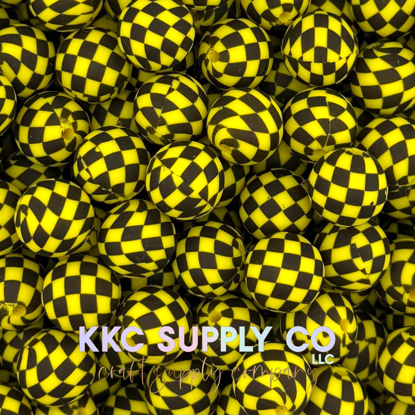 SP274-Large Yellow Checker Silicone Beads