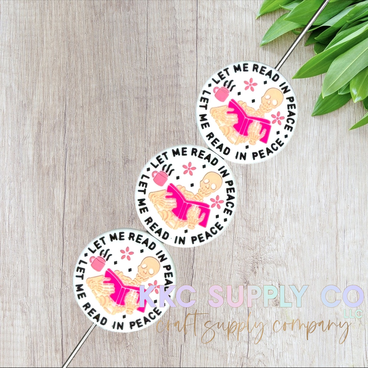 Let Me Read In Peace Silicone Focal Bead-White