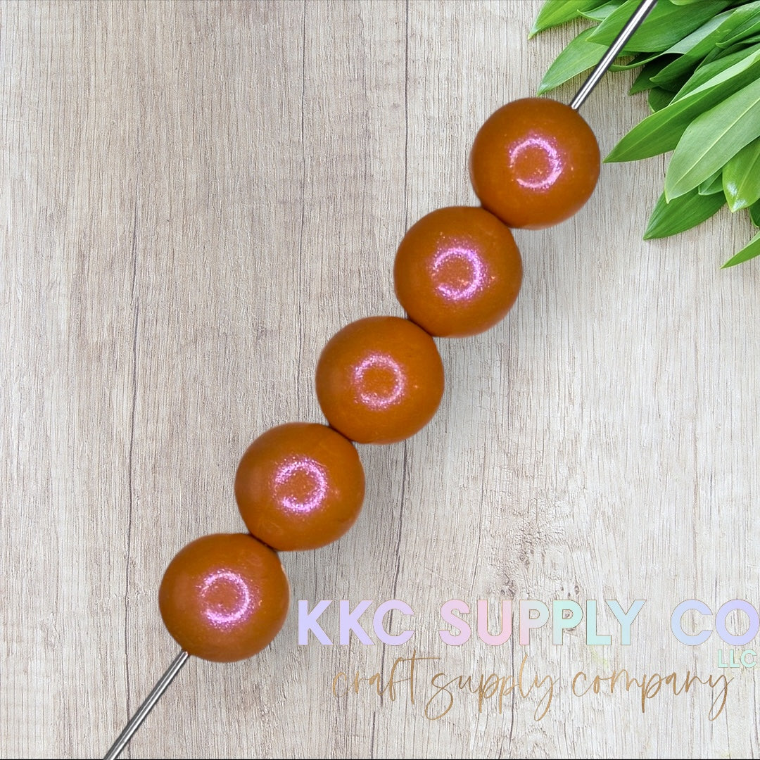 COS29-Chameleon Opal Terra-Cotta Solid Silicone Bead 15mm