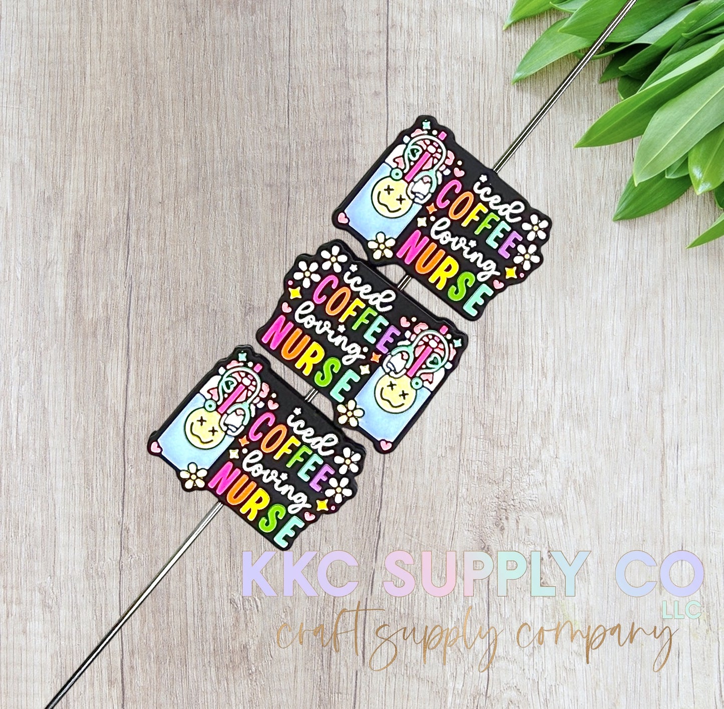 Iced Coffee Loving Nurse Silicone Focal Bead