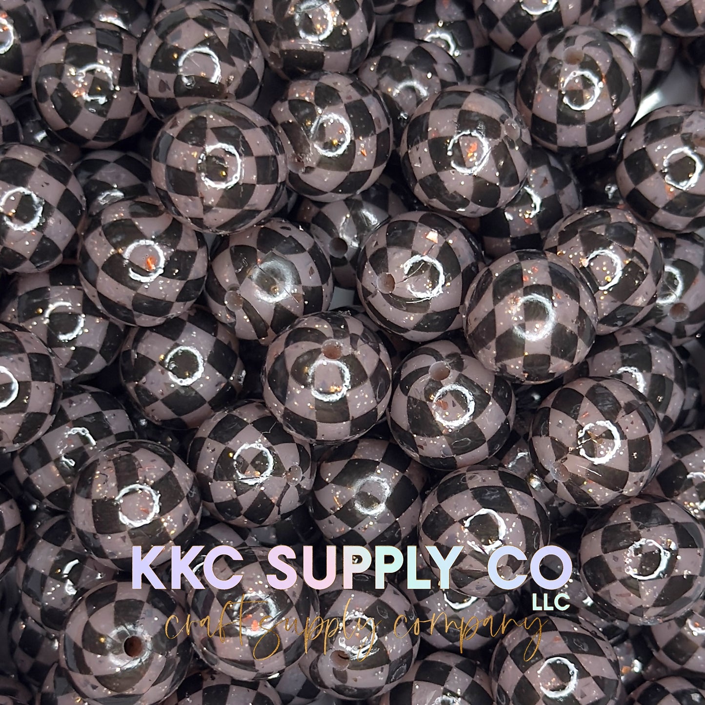 SGL65-Light Brown Checker Liquid Glitter Silicone Beads