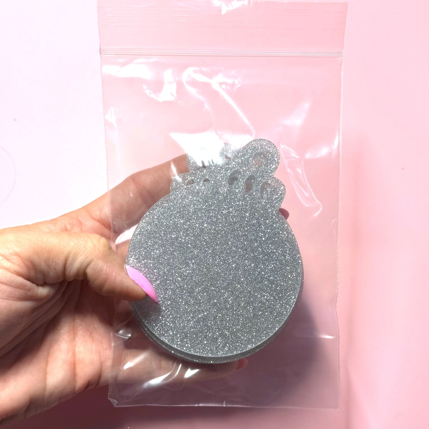 Silver Glitter Acrylic 2.75in Ornament Destash Pack - 5 Count