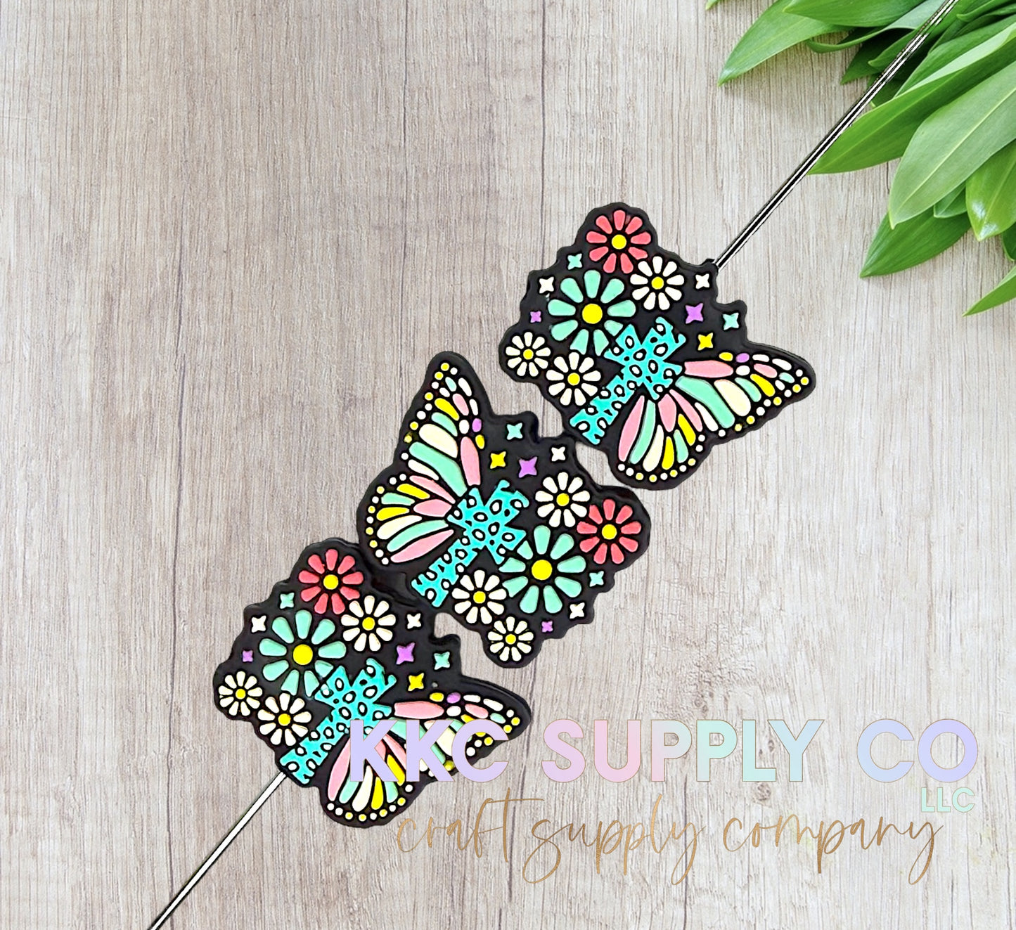 Butterfly, Cross and Flowers Silicone Focal Bead