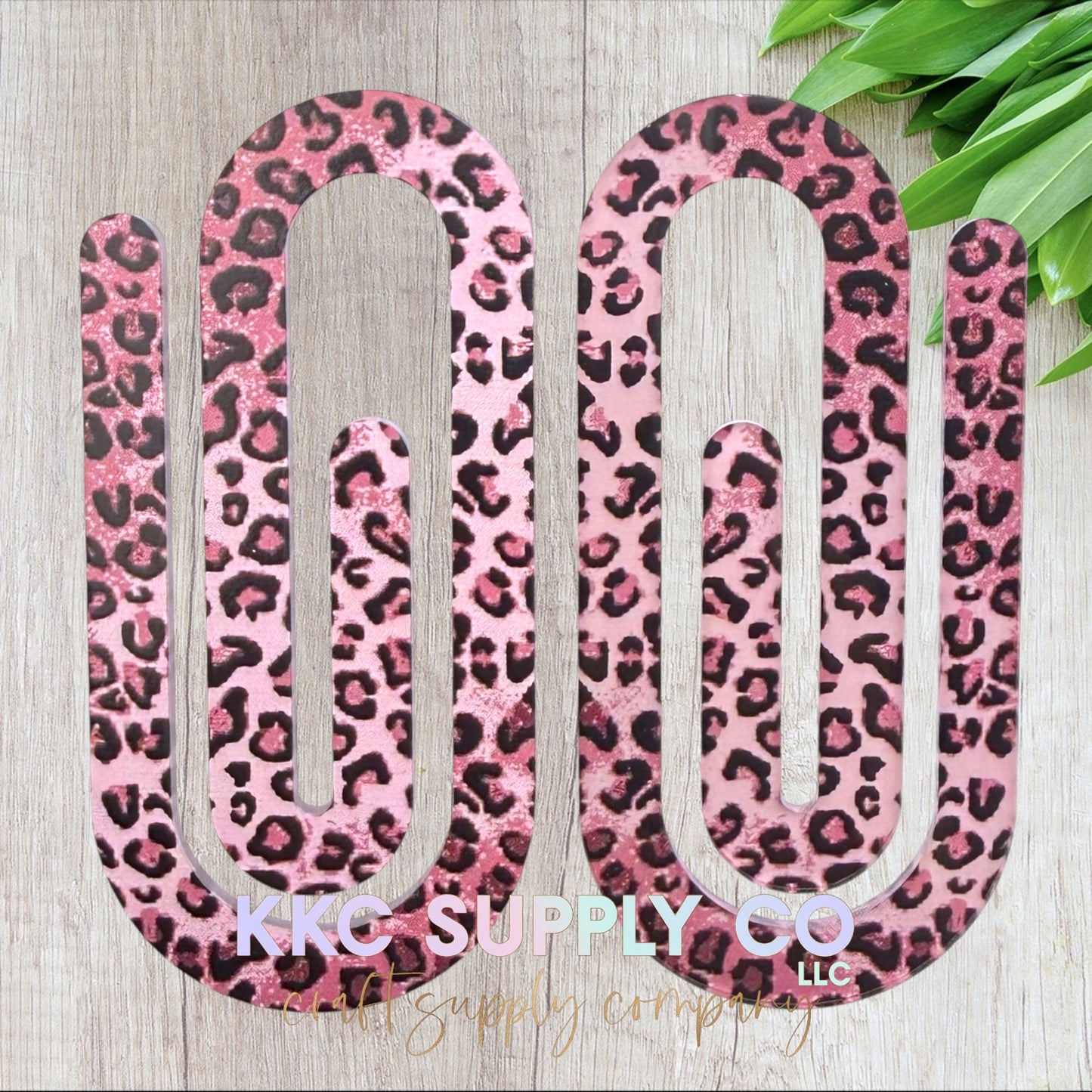 Jumbo Acrylic Printed Paperclip-Pink Leopard