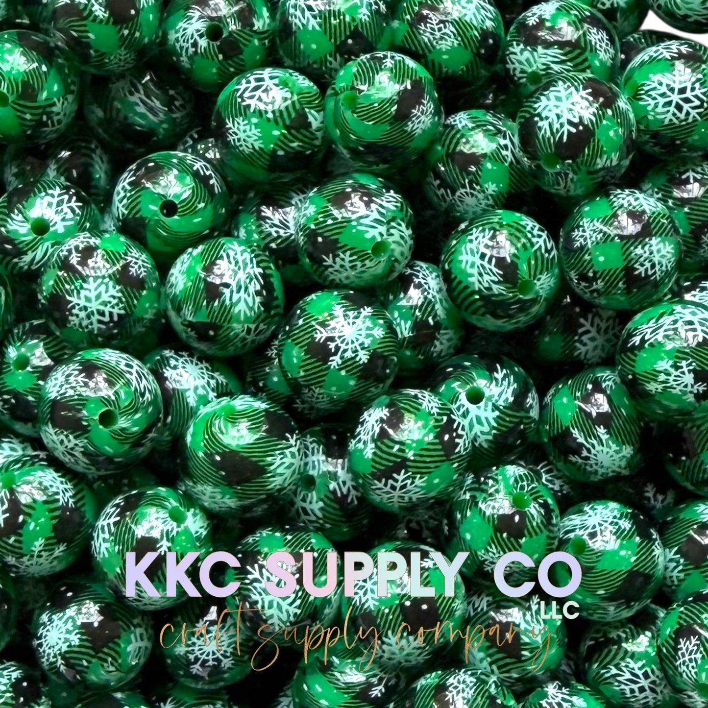 Christmas Plaid-Green with Gold Glitter Liquid Glitter Bead