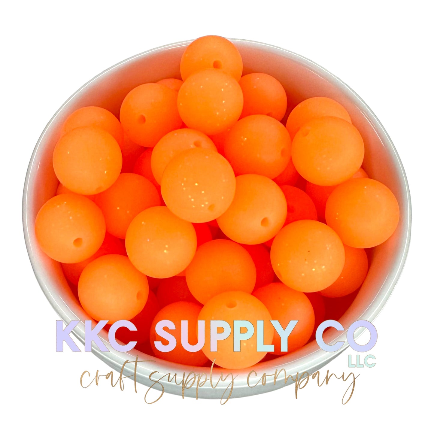 SG24-Neon Glitter Orange Solid Silicone Bead 15mm