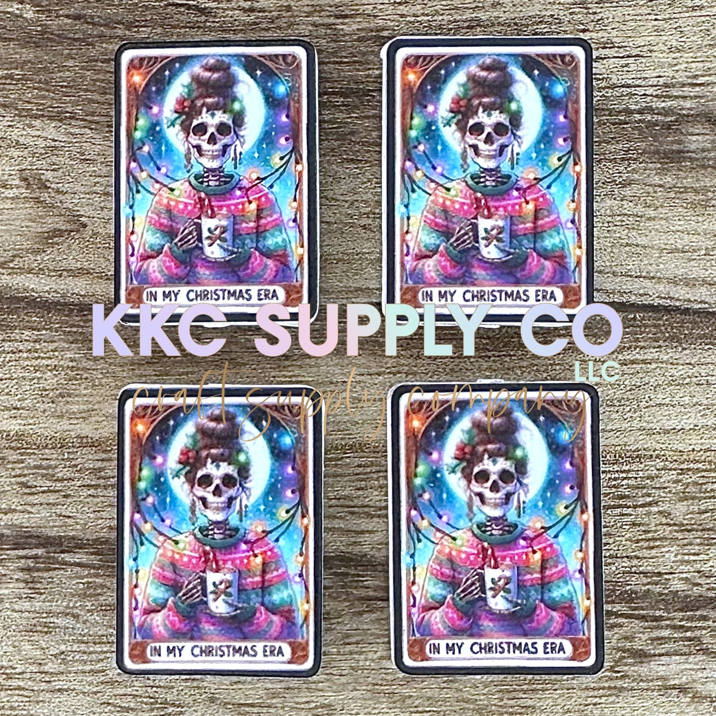 “In My Christmas Era” Tarot Card Rectangle Silicone Focal Bead-small