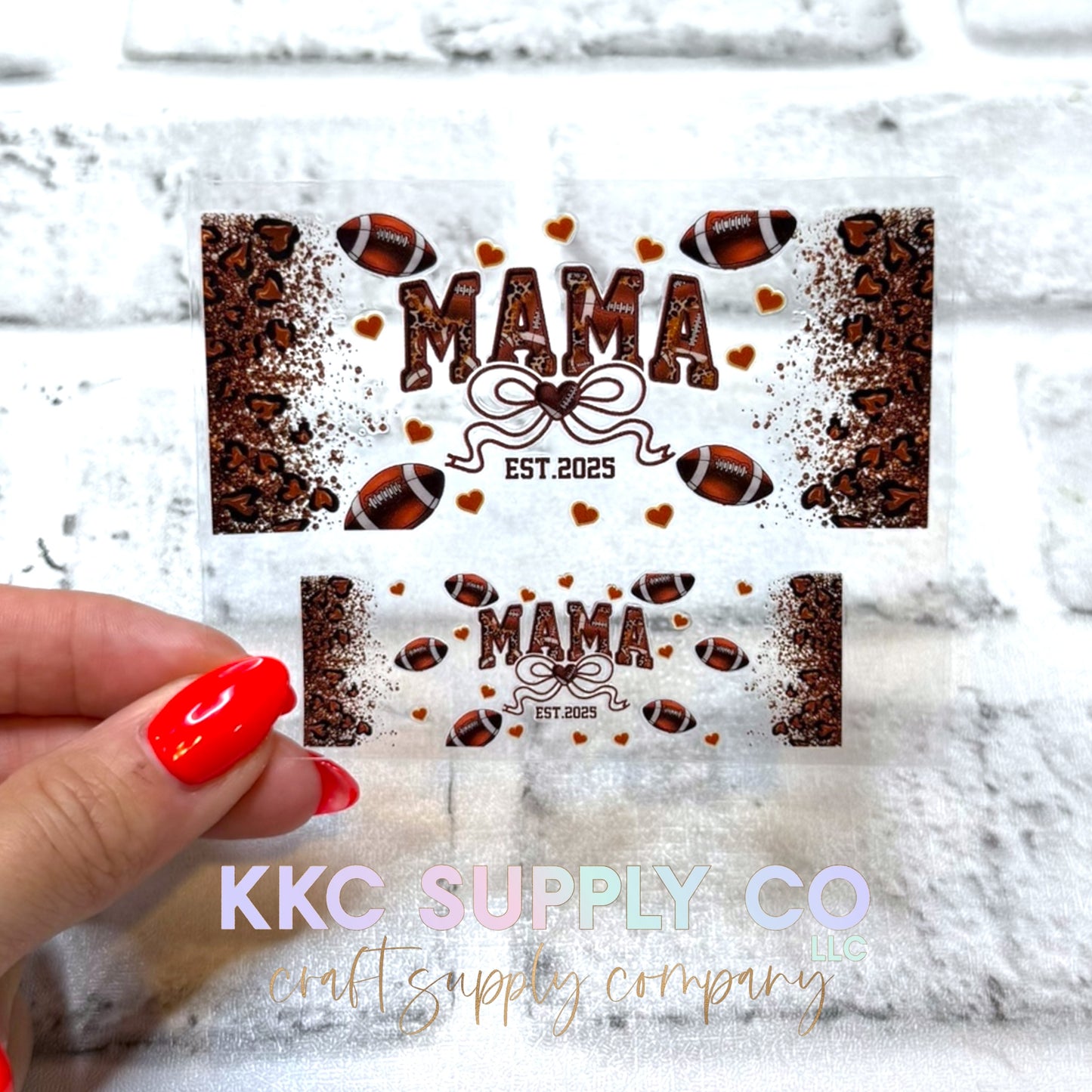 TKUV75-Football Mama Mini Tumbler Keychain UV DTF Decal