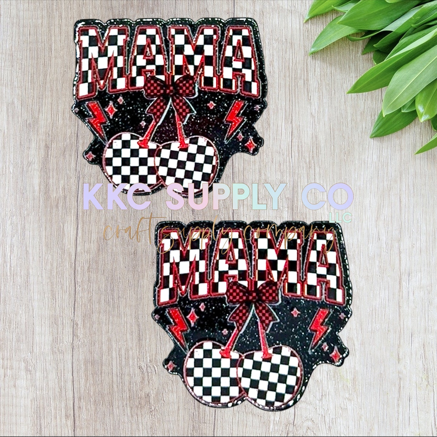 AT280-Cherry Checker Mama-Acrylic Flatback