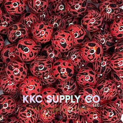 SGL64-Red Leopard Liquid Glitter Silicone Beads