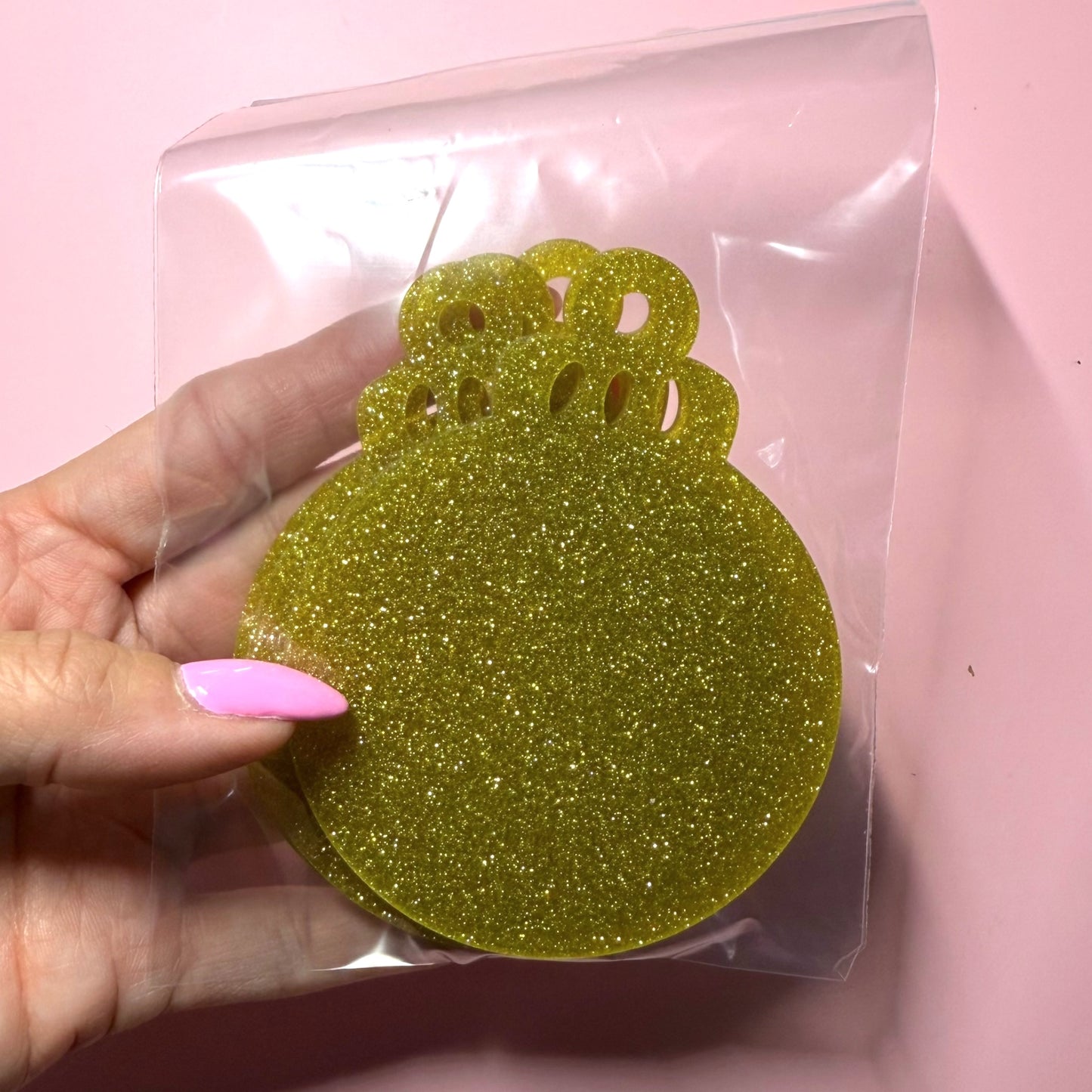 Gold Glitter Acrylic 2.75in Ornament Destash Pack - 5 Count