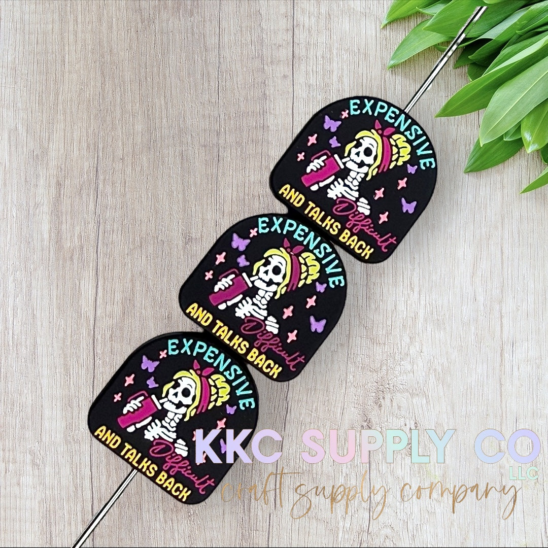 Expensive, Difficult And Talks Back Silicone Focal Bead