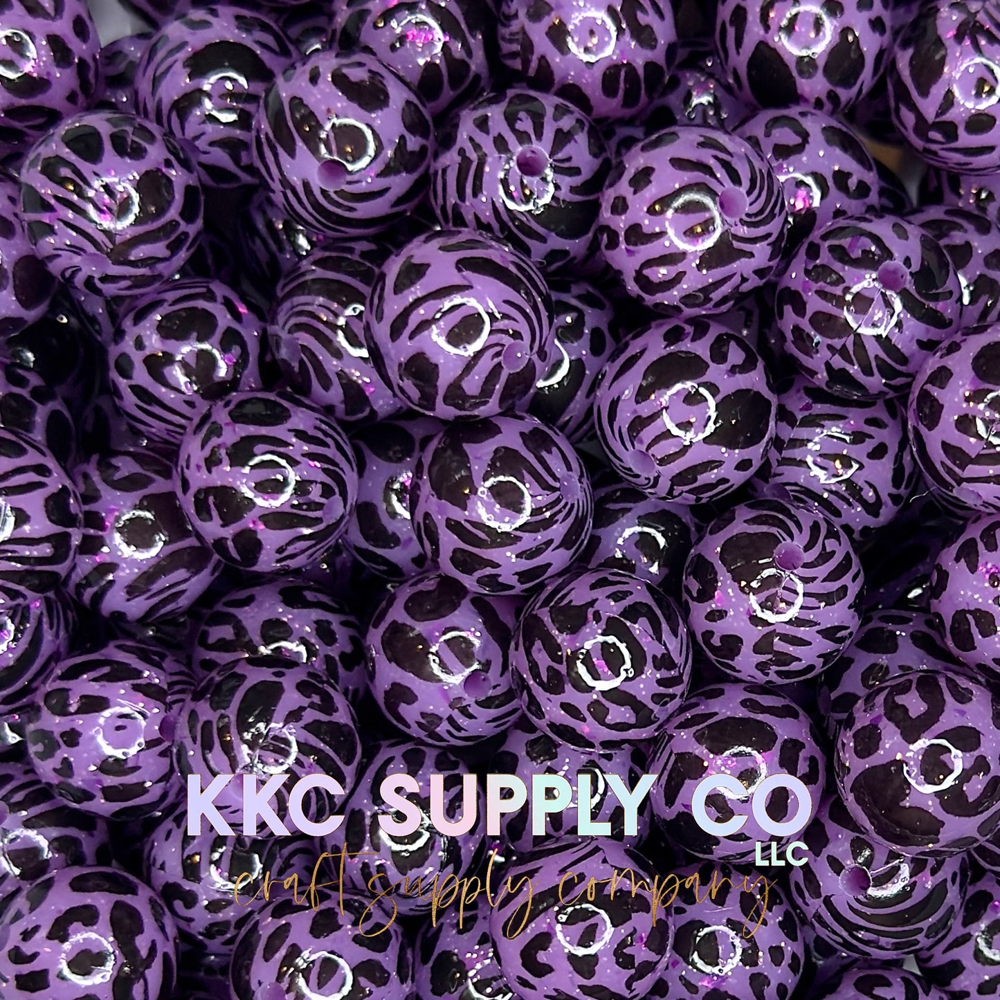 SGL68-Purple Leopard Liquid Glitter Silicone Beads