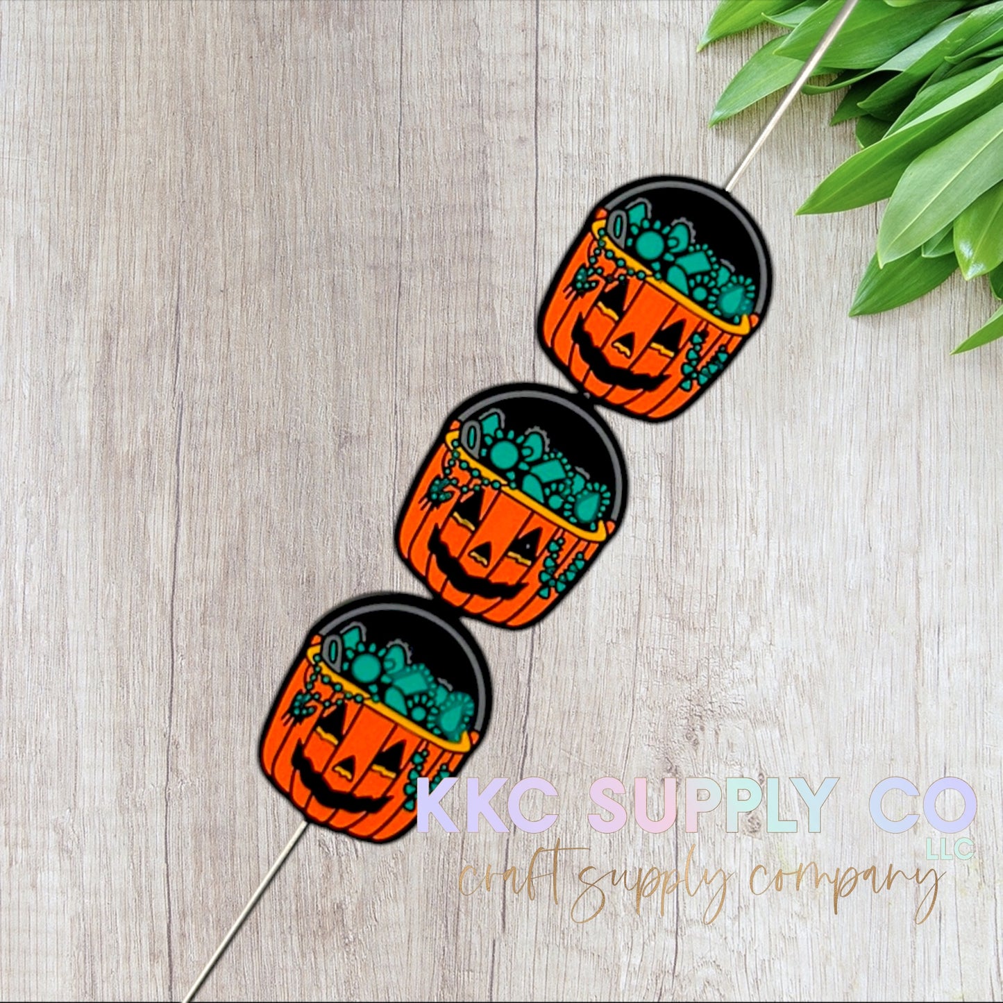 Turquoise Pumpkin Bucket Silicone Focal Bead