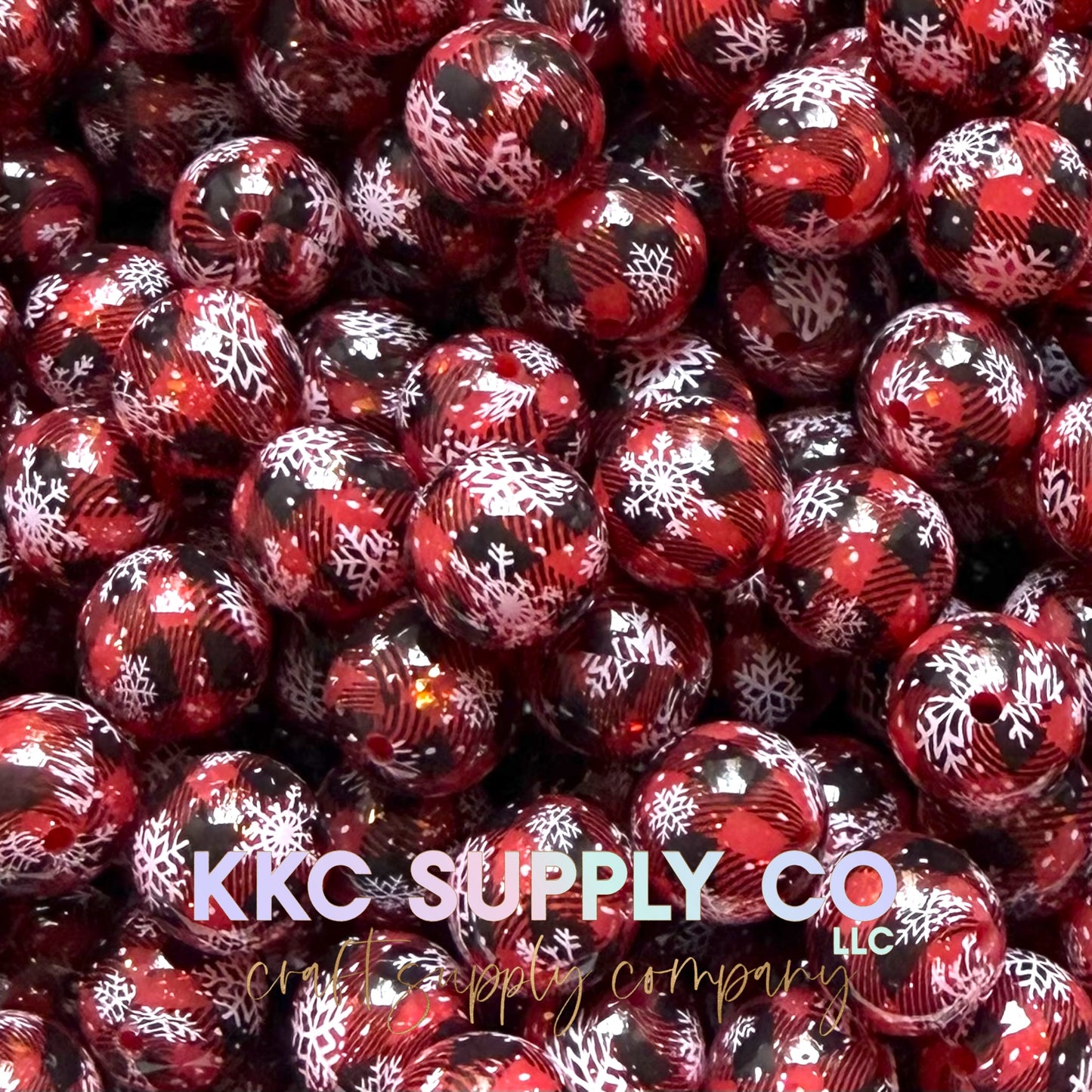 Christmas Plaid-Red with Gold Glitter Liquid Glitter Beads