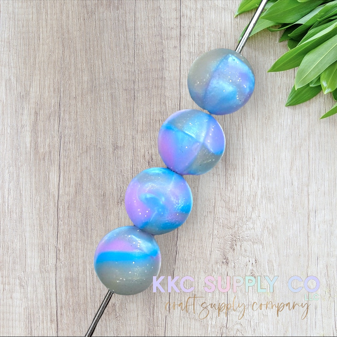 SG38-Pink, Gold and Purple Marble Glitter Silicone Beads