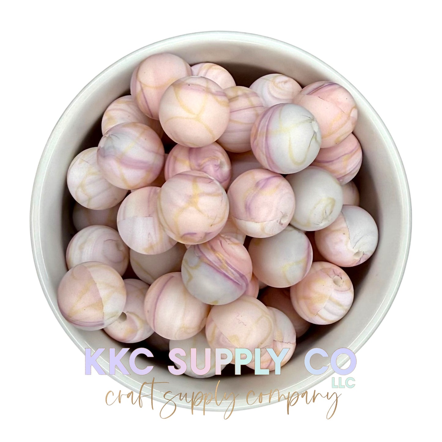 SP193-Elegant Pastel Marble Printed Silicone Bead 15mm