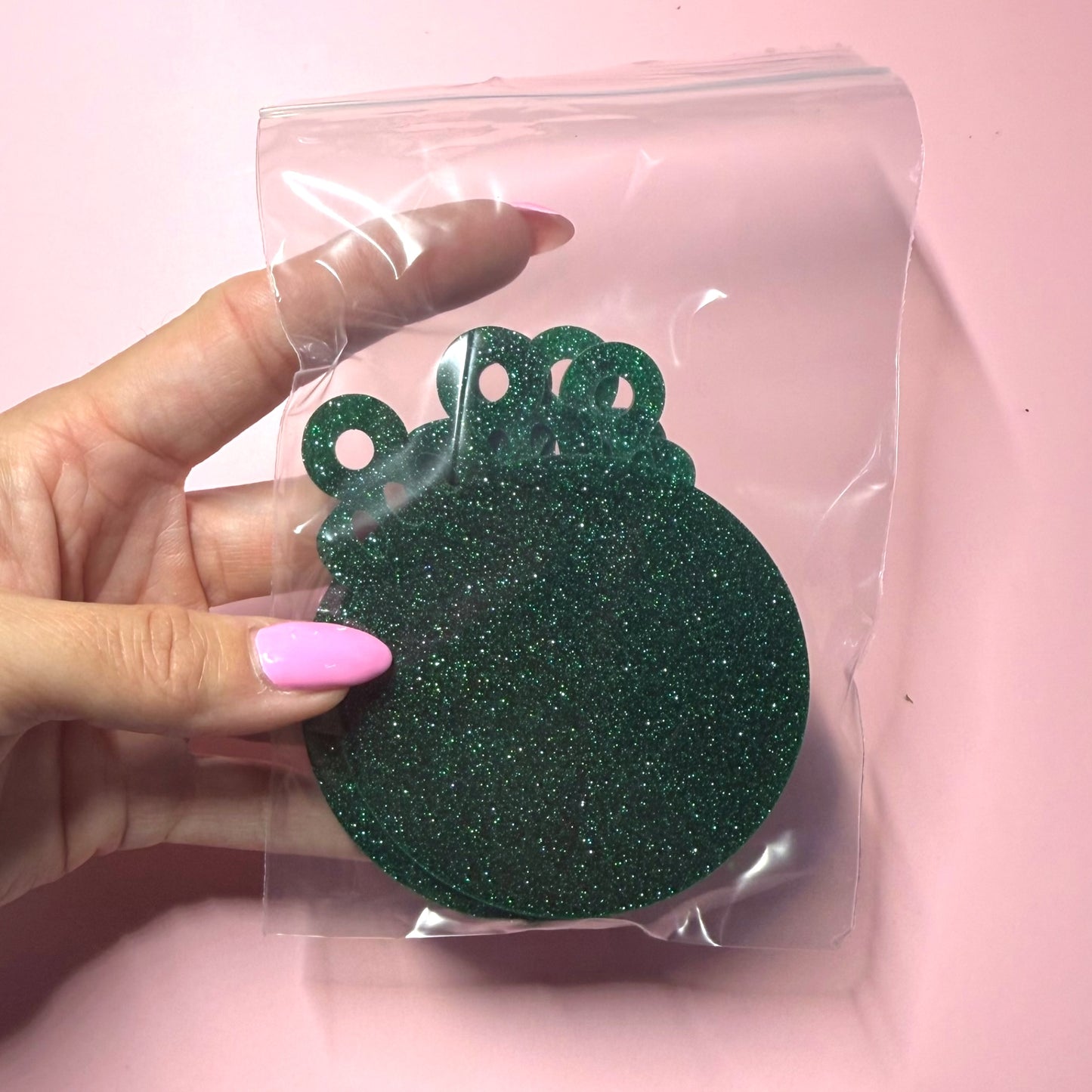 Green Glitter Acrylic 2.75in Ornament Destash Pack - 5 Count