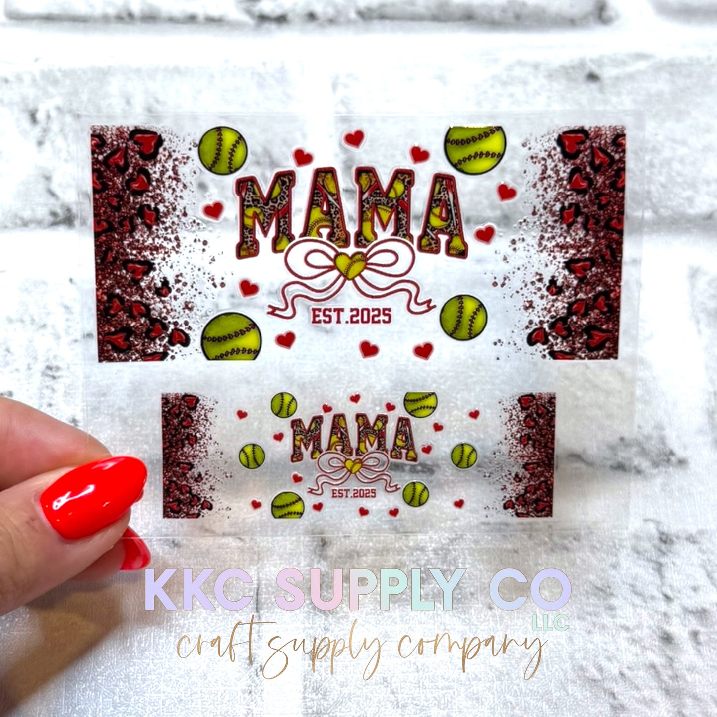 TKUV74-Softball Mama Mini Tumbler Keychain UV DTF Decal