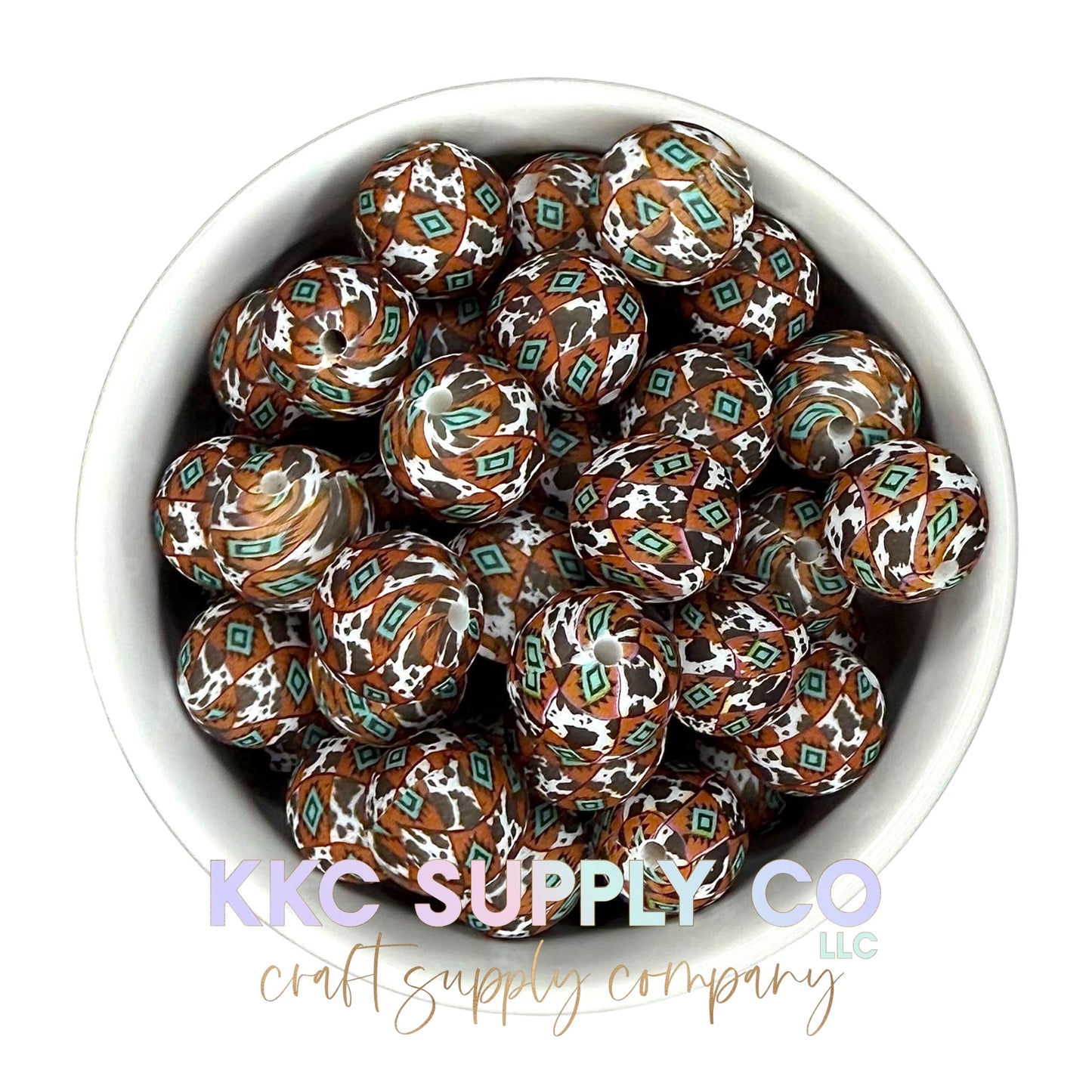 SP194-Southwestern Cowhide Printed Silicone Bead